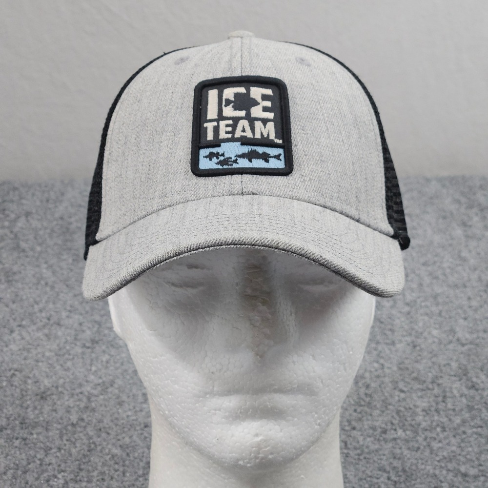 Clam Ice Team Trucker Hat Mens Gray Black‎  Fishing Snapback Mesh Cap Outdoors